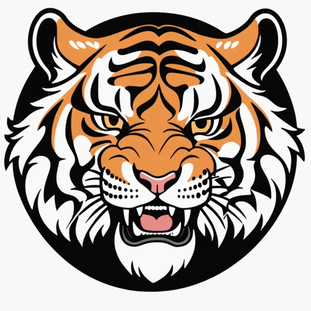 Playful Tiger Cartoon Logo in American Traditional Style