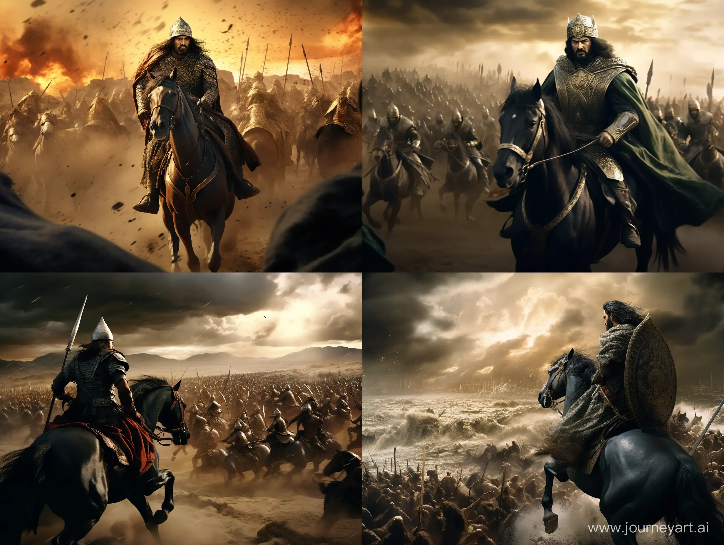 The Battle of Saladin.  Against the Crusaders, the battles of my back, between the two parties, a historical and distorted story, cinematic drama, stormy winds, epic war