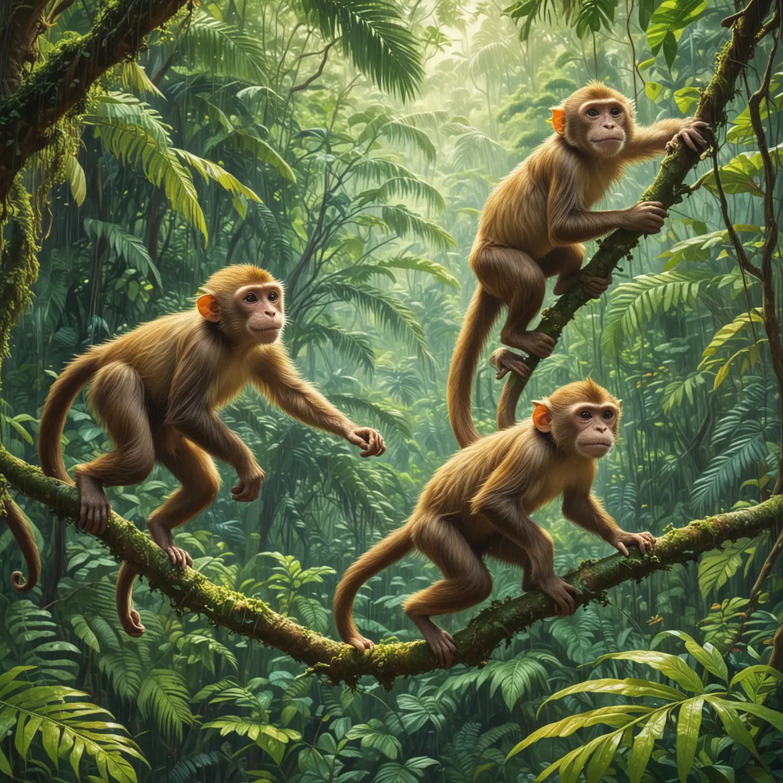 Capuchin Monkeys Playing in Costa Ricas Rainforest