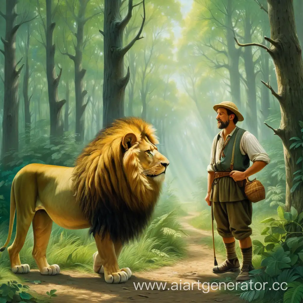 A LION IN THE FOREST AND A HUNGARIAN PEASANT IN THE FOREST