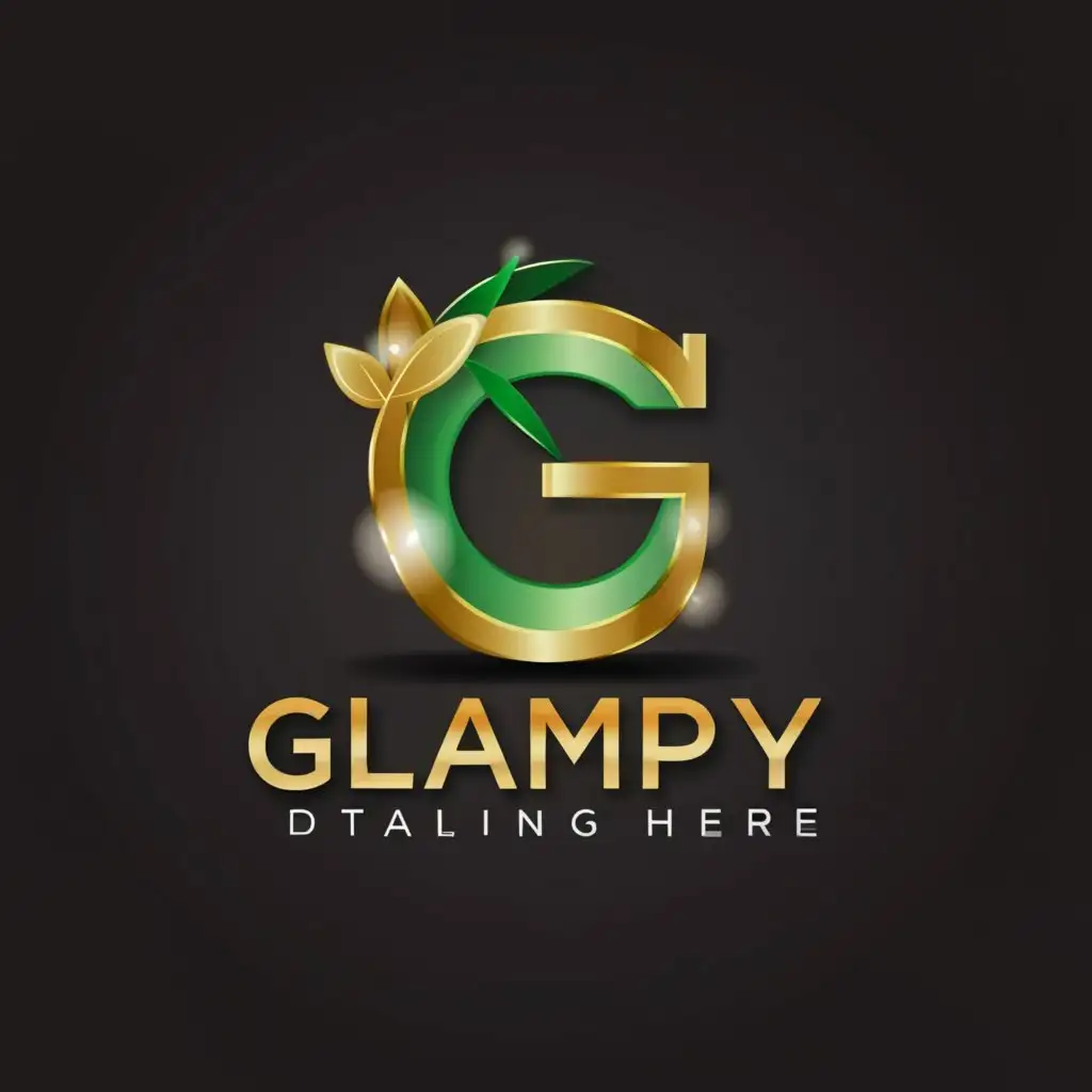 a logo design,with the text "Glampy", main symbol:Design a bold and vibrant logo for our automotive detailing business, embodying the energy, precision, and luxury of our industry. Incorporate a signature 'G' into the design, reflecting our brand identity. Utilize a color scheme of green, black, and gold to convey sophistication and precision. We seek a design that not only stands out but also communicates the essence of our business, leaving a lasting impression on our clients. Let your creativity shine while capturing the dynamism and elegance of automotive detailing. #LuxuryDetailing #PrecisionCraftsmanship #SignatureG,Minimalistic,be used in Automotive industry,clear background