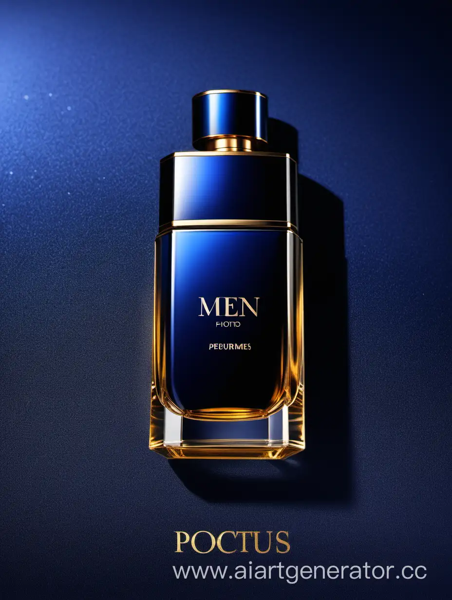 generate good photos of men's perfumes one box should be the largest, then descending and the last the smallest blue, black and golden