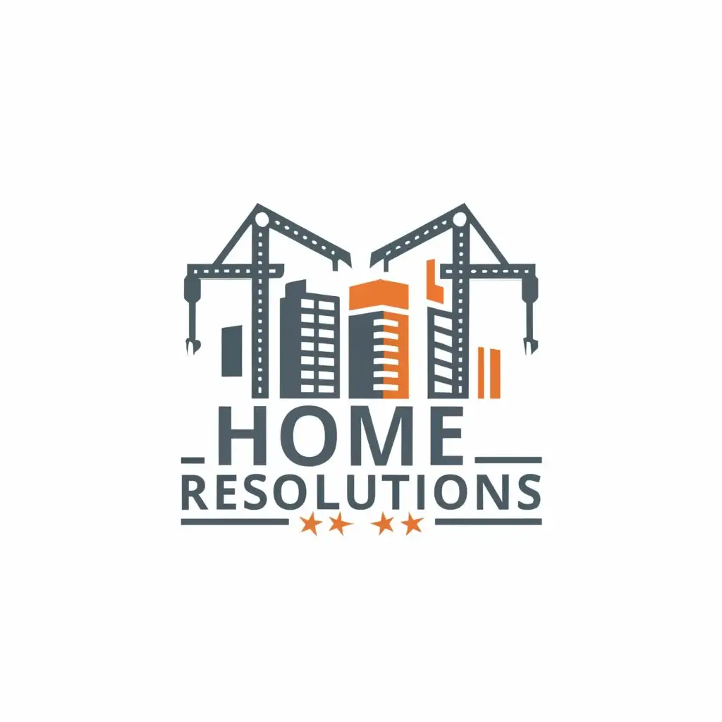 a logo design,with the text "Home Resolutions", main symbol:Building works,Moderate,be used in Construction industry,clear background