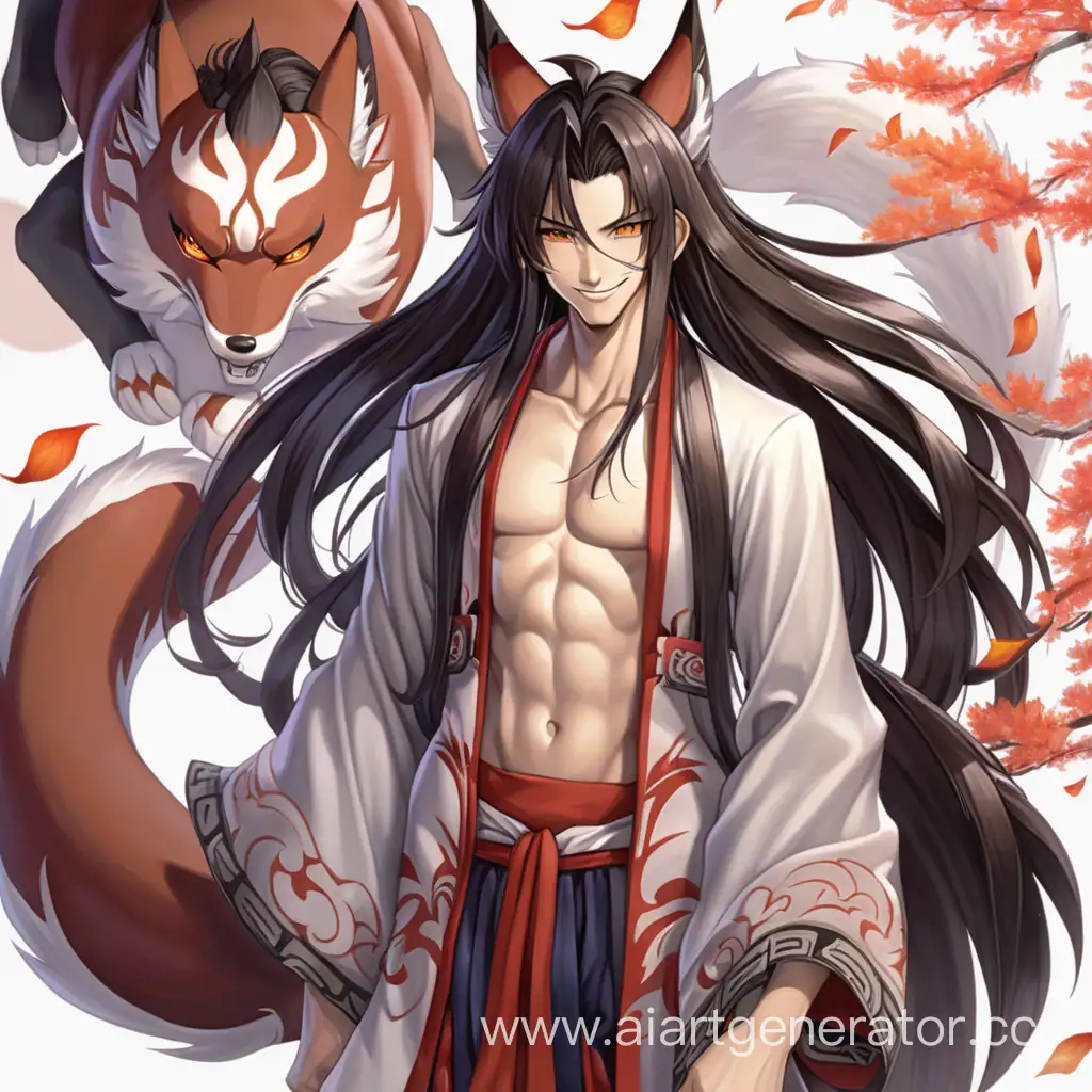 Mystical-Onmyouji-and-Kitsune-Embrace-with-Joyful-Smiles