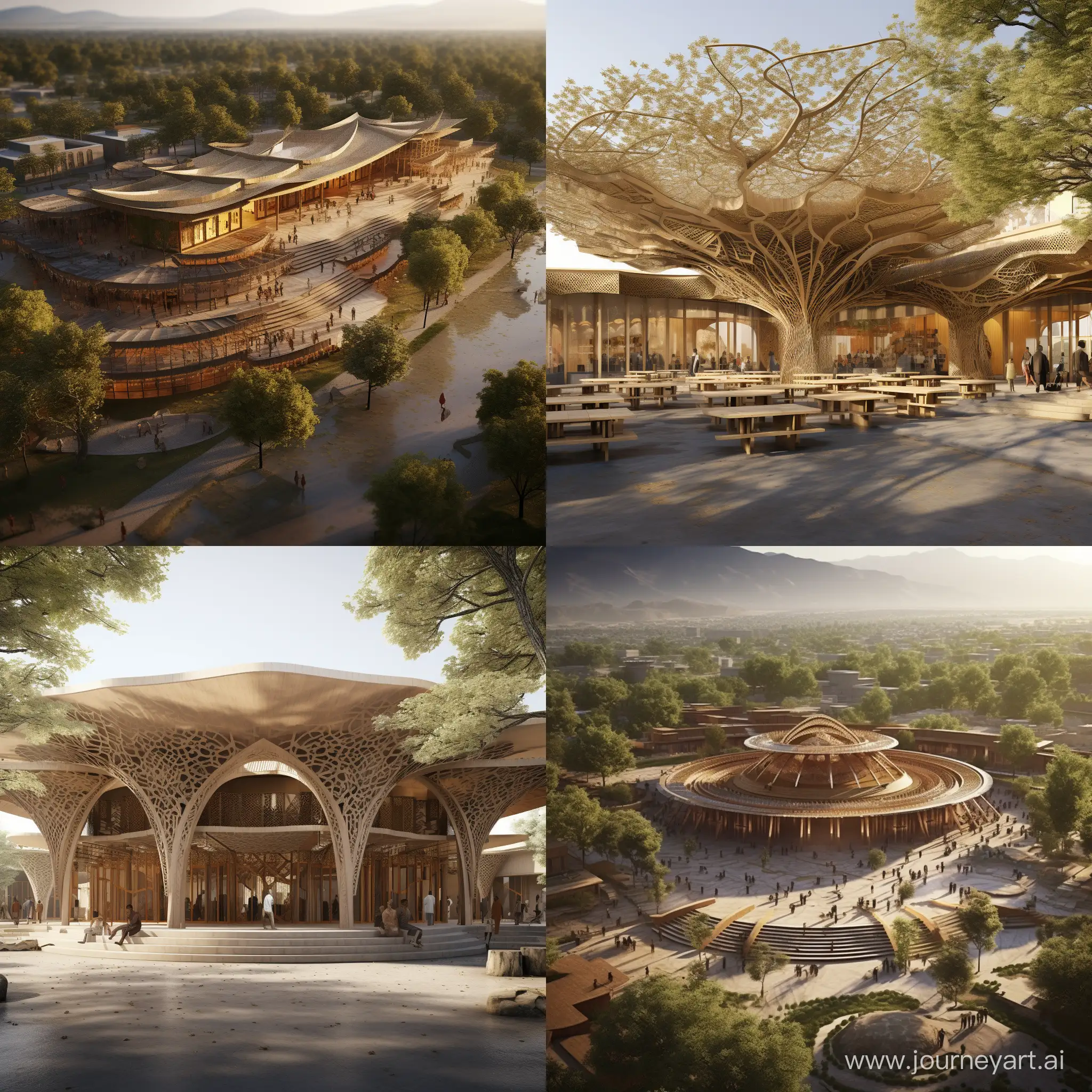 Pashtun-Cultural-Center-Architectural-Masterplan-Maple-Tree-Leaf-Design-in-Mud-and-Wood