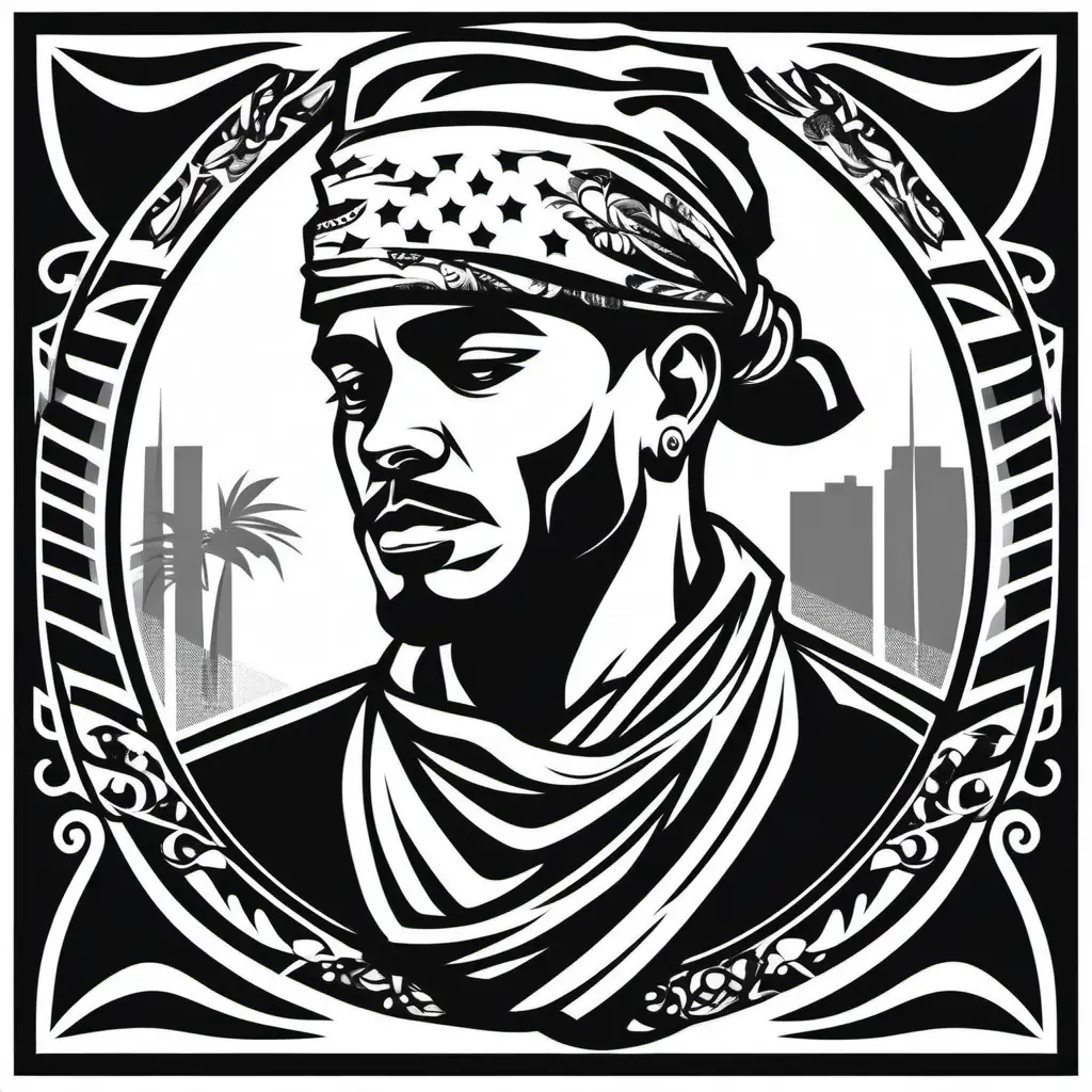 Latino-Barber-with-Bandana-in-Stylish-Black-and-White-Vector-Art