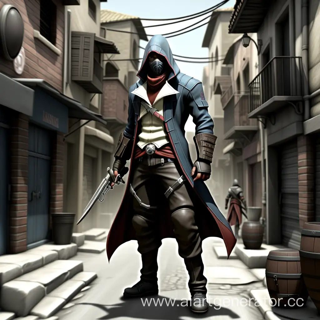 Assassin-in-Urban-Shadows-Mysterious-Figure-on-Dimly-Lit-Street