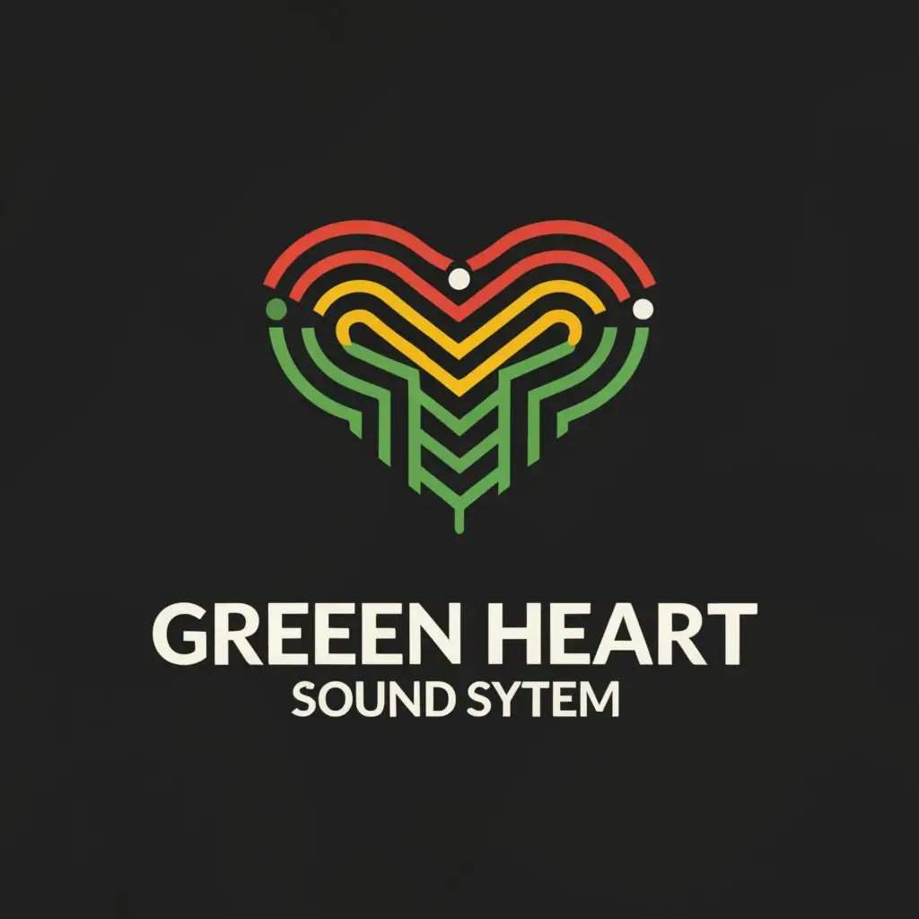 LOGO-Design-For-Green-Heart-Sound-System-Reggae-Flag-Colors-Simple-Design-with-Typography