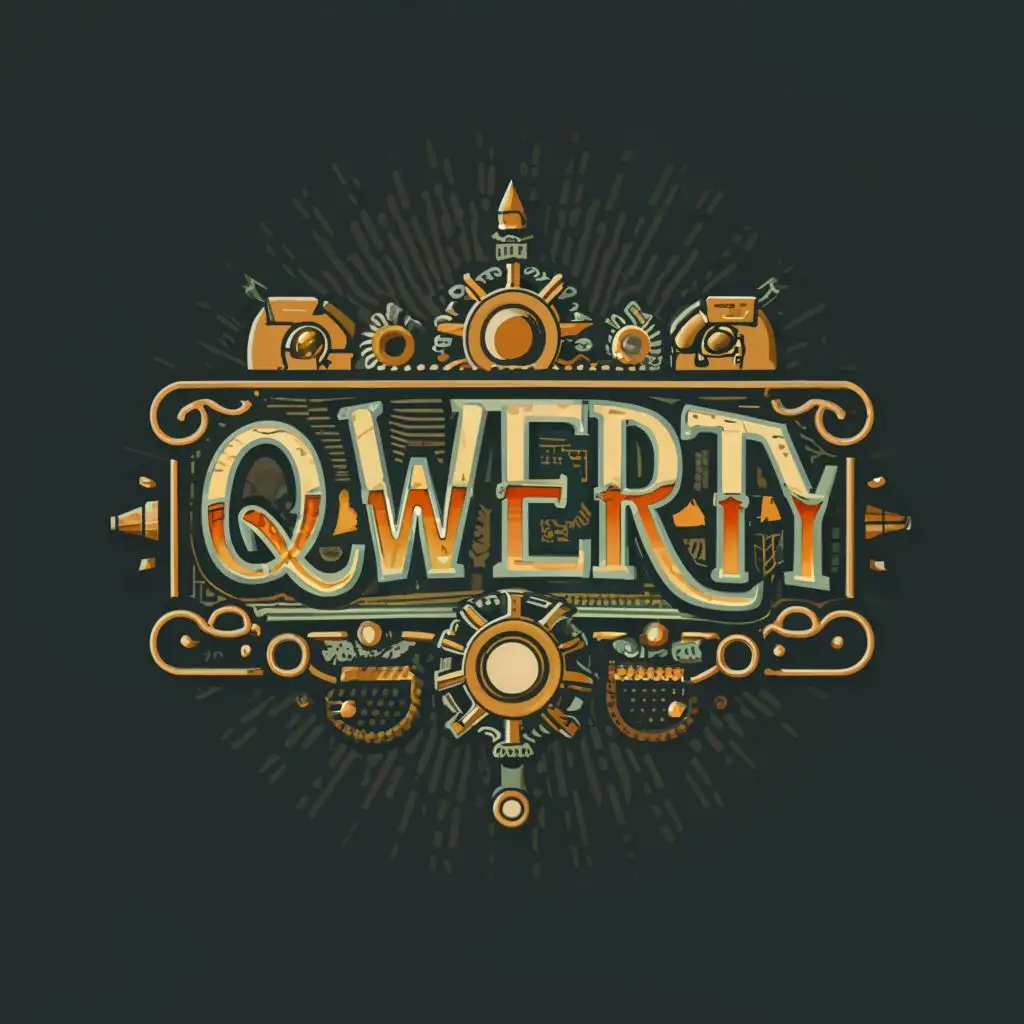 LOGO-Design-For-QWERTY-Vector-Steampunk-Style-Banner-with-Ultra-Sharp-Outlined-Lettering-and-Full-Color-Fill