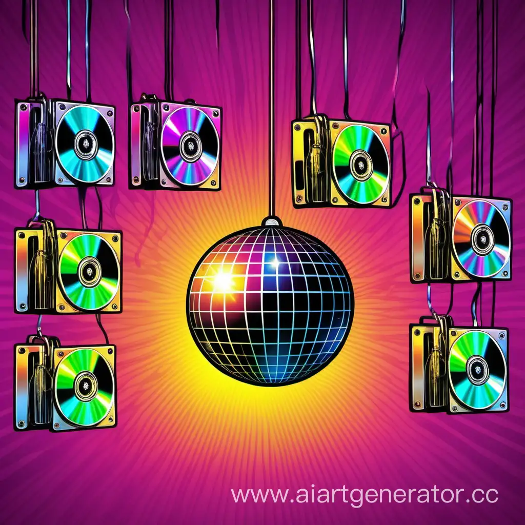 Vibrant-Disco-Party-Hard-Disks-Under-a-Gleaming-Disco-Ball