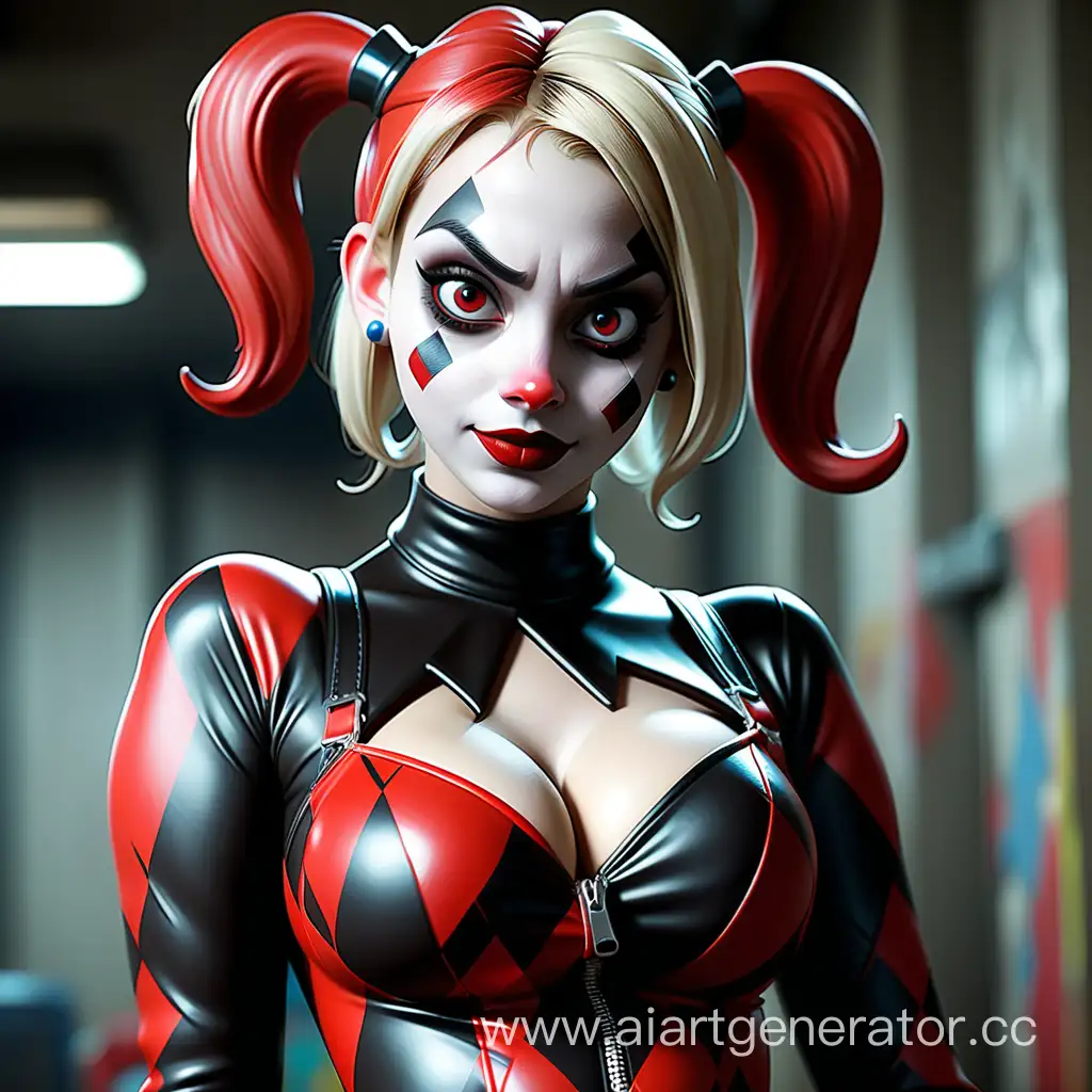 Latex-Harley-Quinn-Girl-Black-and-Red-Latex-Harlequin-Costume