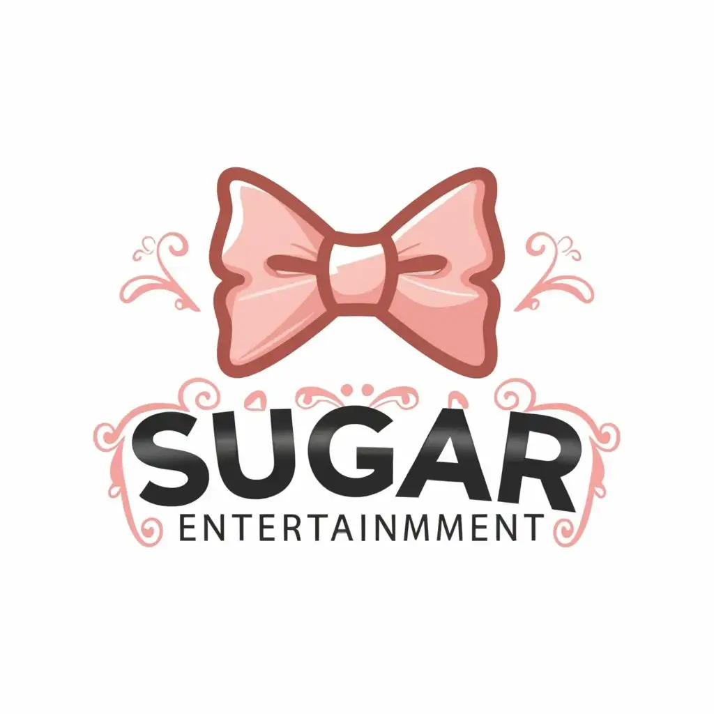 LOGO-Design-For-Sugar-Entertainment-Light-Pink-Bow-Emblem-for-Entertainment-Industry