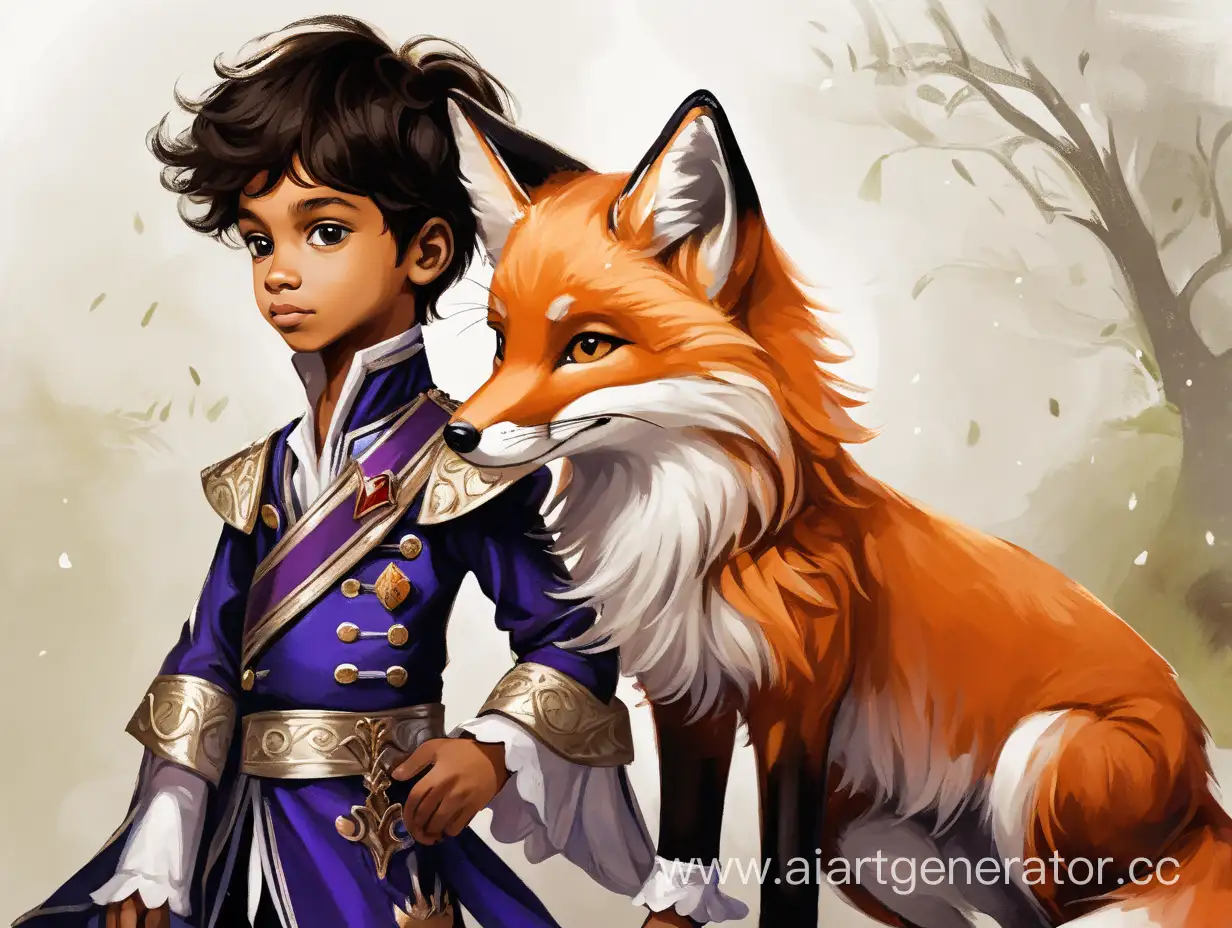 Enchanting-Encounter-Prince-Child-and-Fox-in-a-Whimsical-Forest