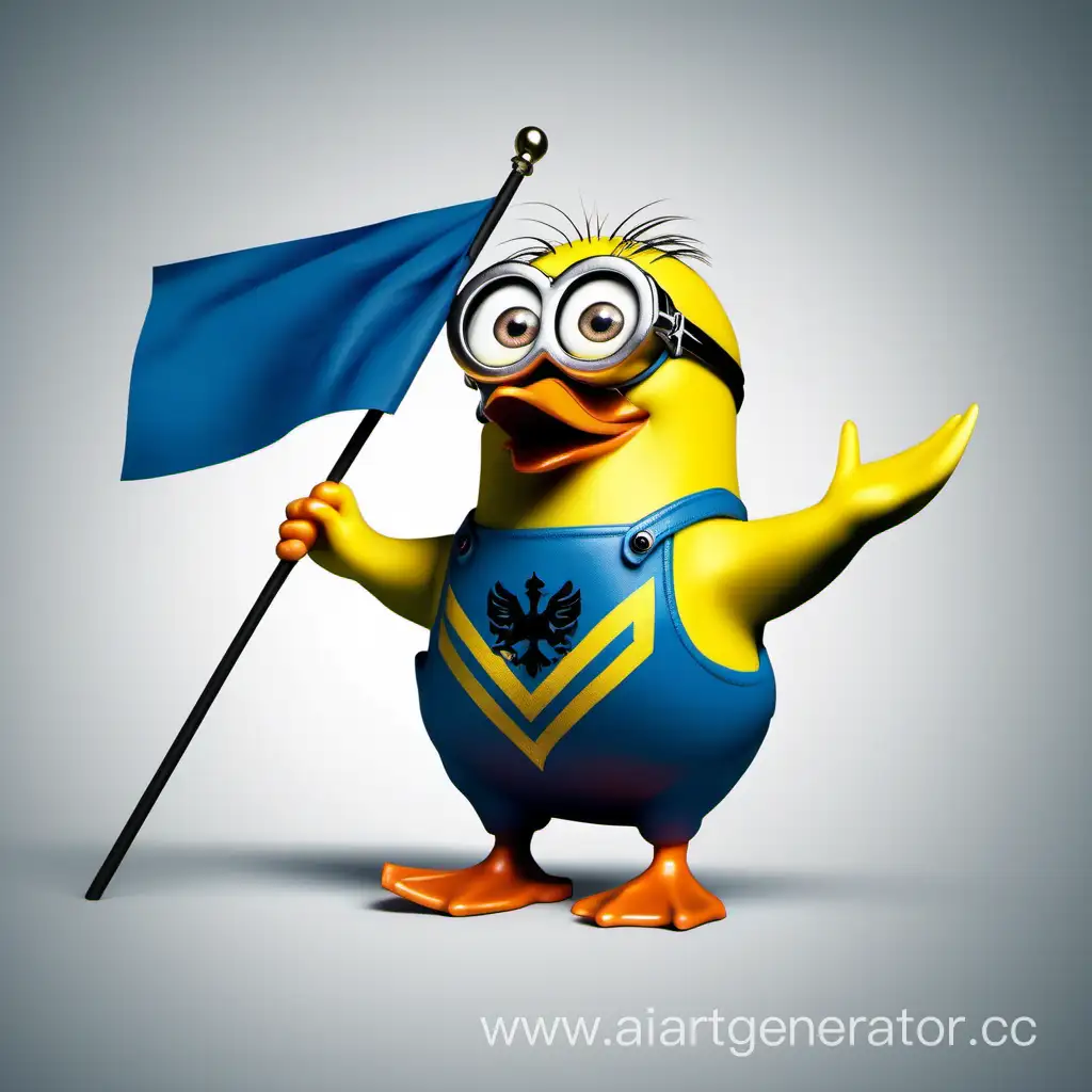 Minion-Duck-Holding-Ukrainian-Flag-in-Spirited-Support