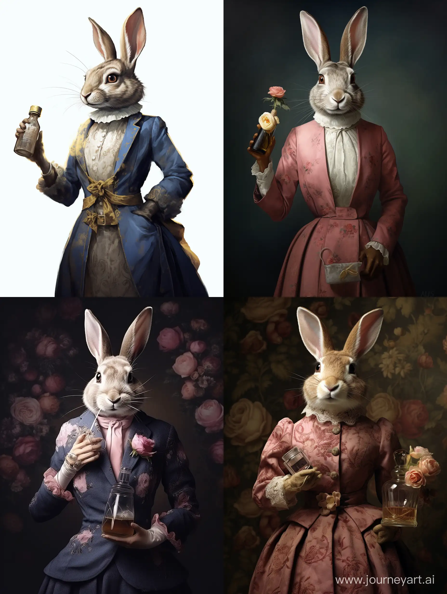 Elegant-Rabbit-in-Stylish-Womens-Attire-Presents-Perfume-Gracefully