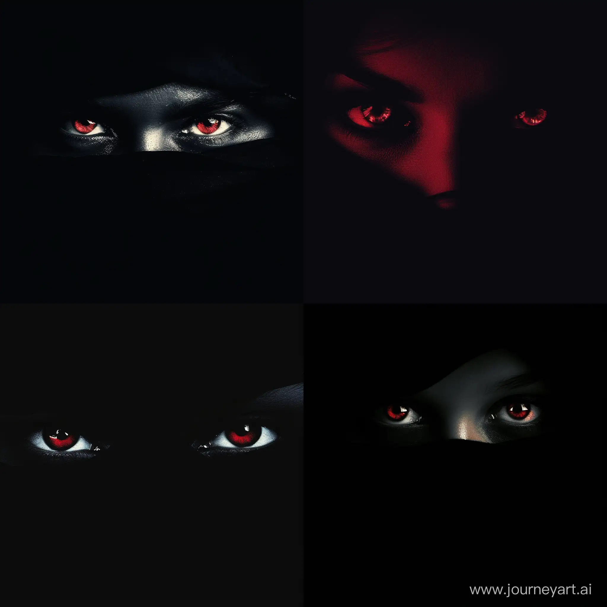 глаза смотрящие из темноты черно-красный тон минимализм