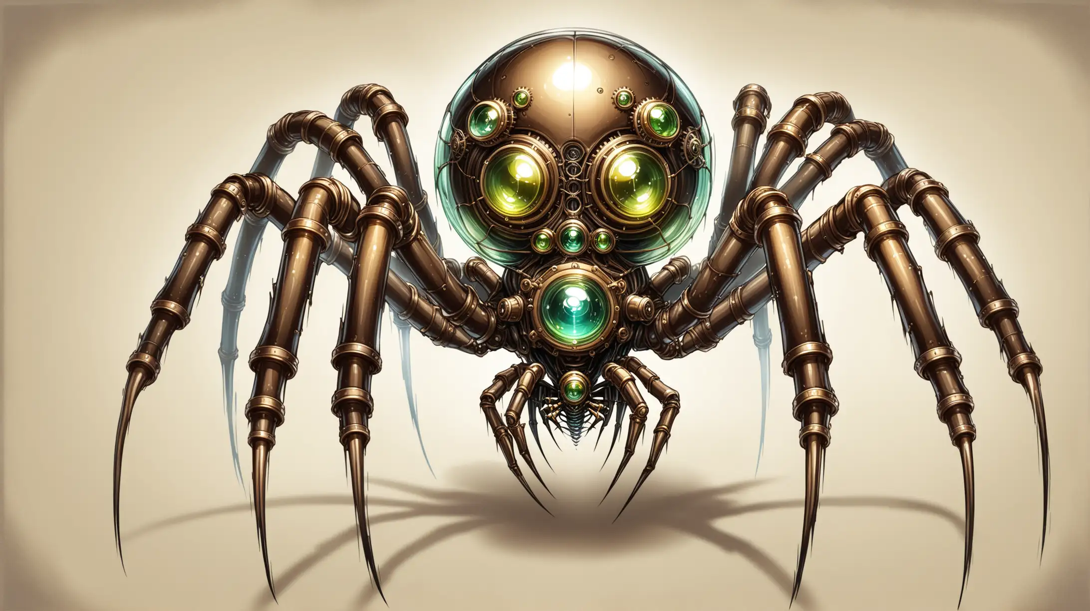 Steampunk Spider Creature with Human Man Torso and Alchemy Glass Abdomen