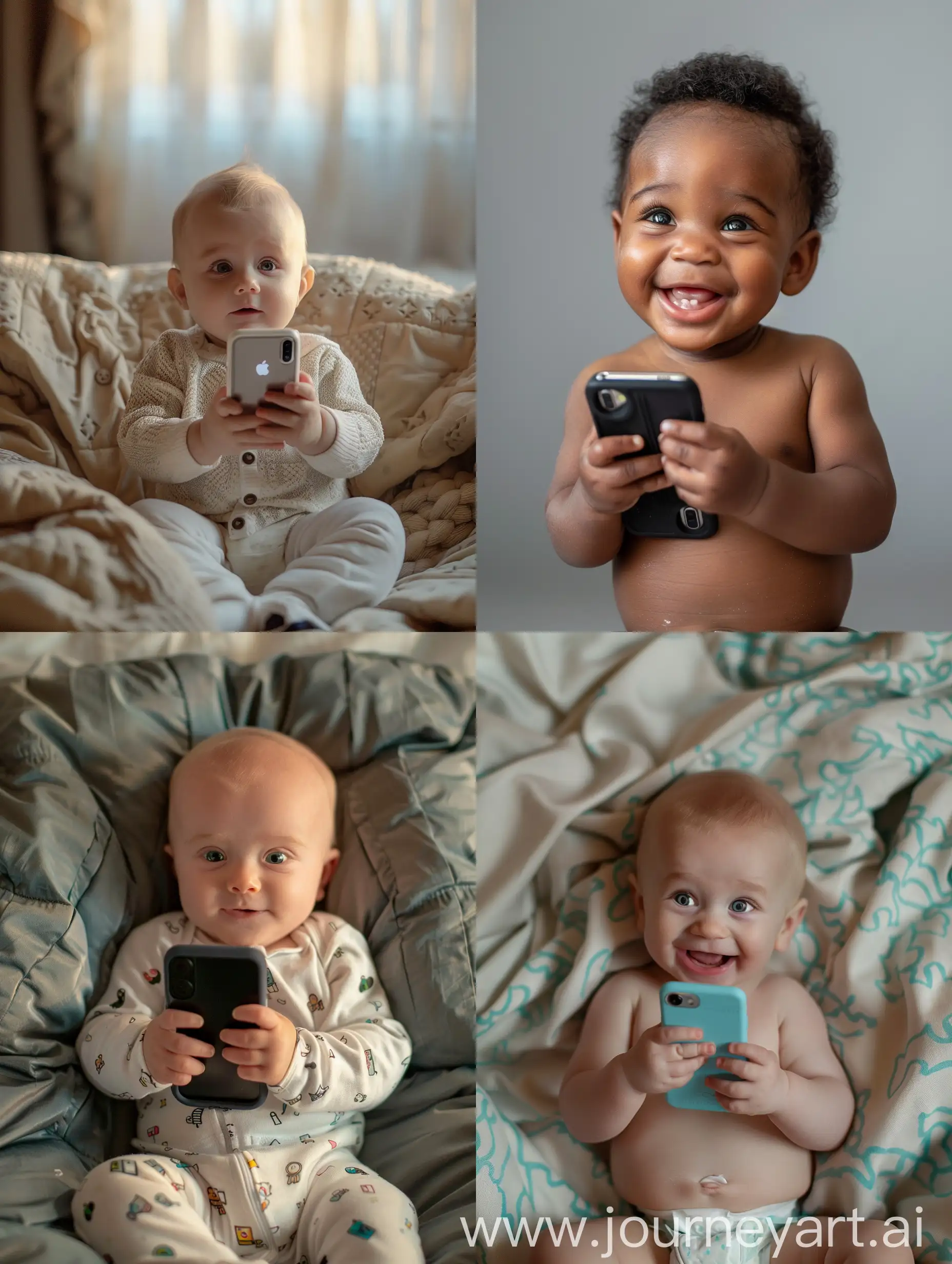 Младенец с телефоном в руках