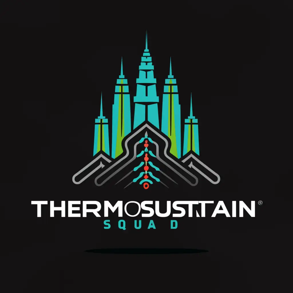 a logo design,with the text "ThermoSustain Squad", main symbol:Plate heat exchanger with Petronas,complex,be used in Technology industry,clear background