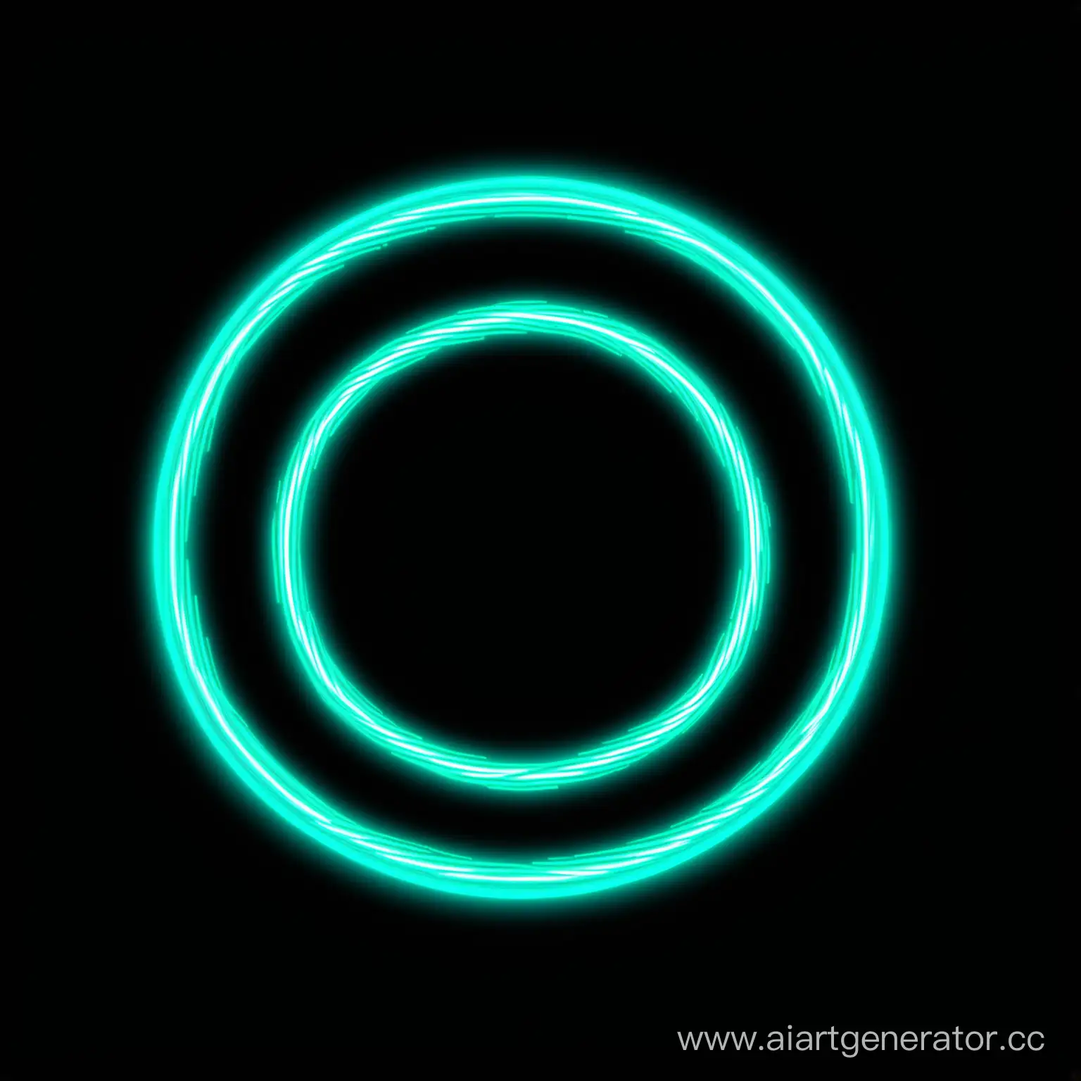 бирюзовый неоновый круг на черном фоне диаметром 10 см
