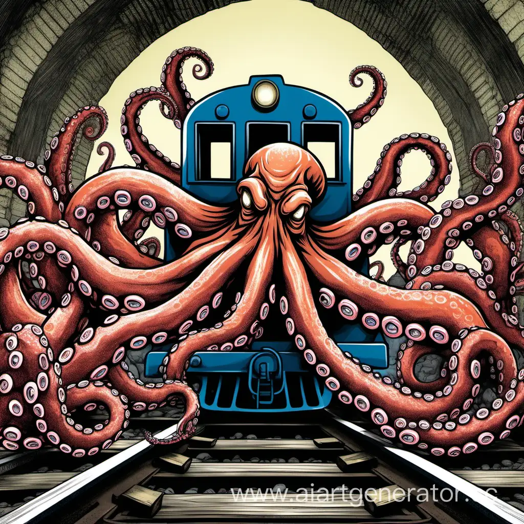 Colorful-Octopus-Tentacles-Seizing-a-Train