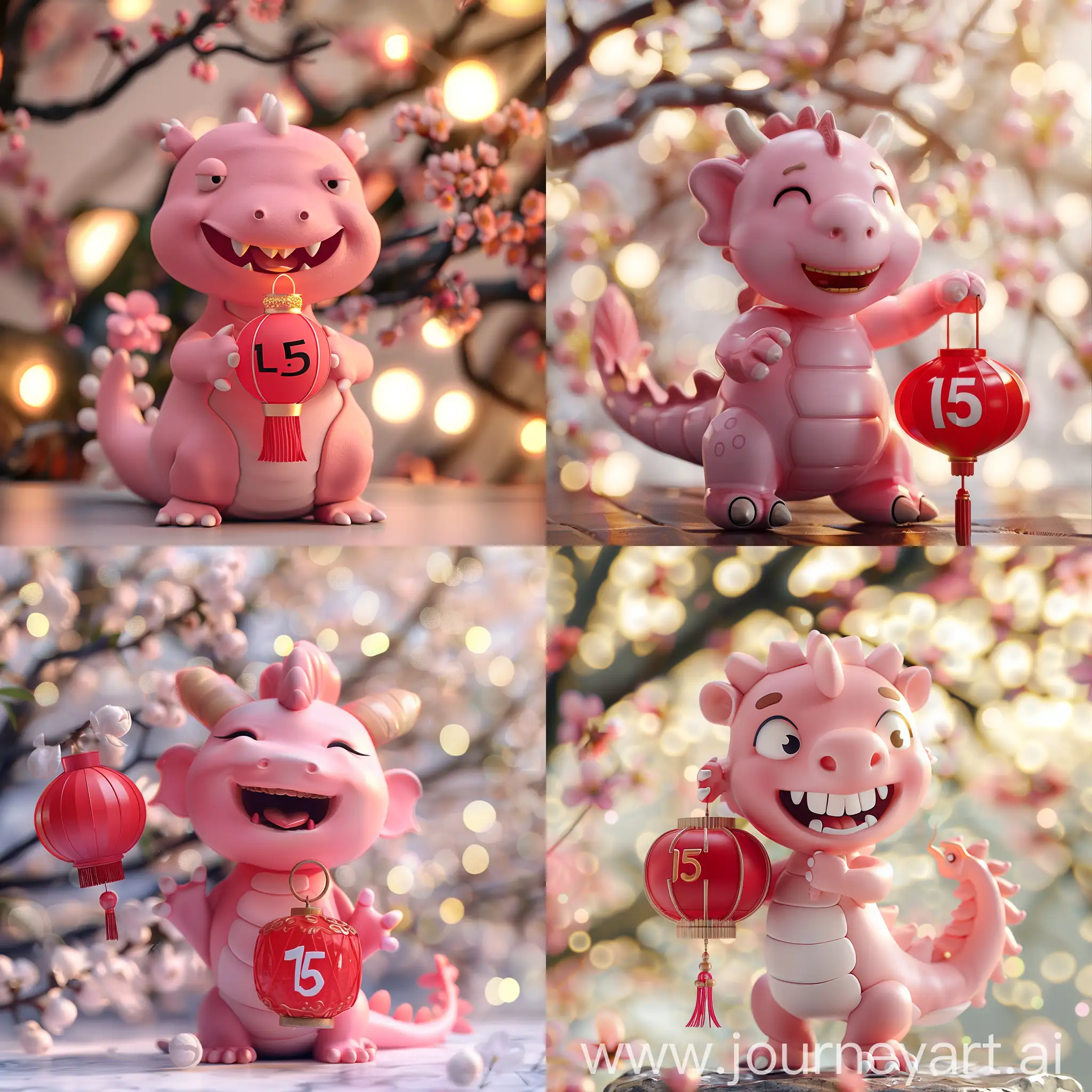 Adorable-3D-Chinese-Kid-Dragon-Celebrating-15th-Birthday-with-Red-Lantern-in-Spring-Blossoms