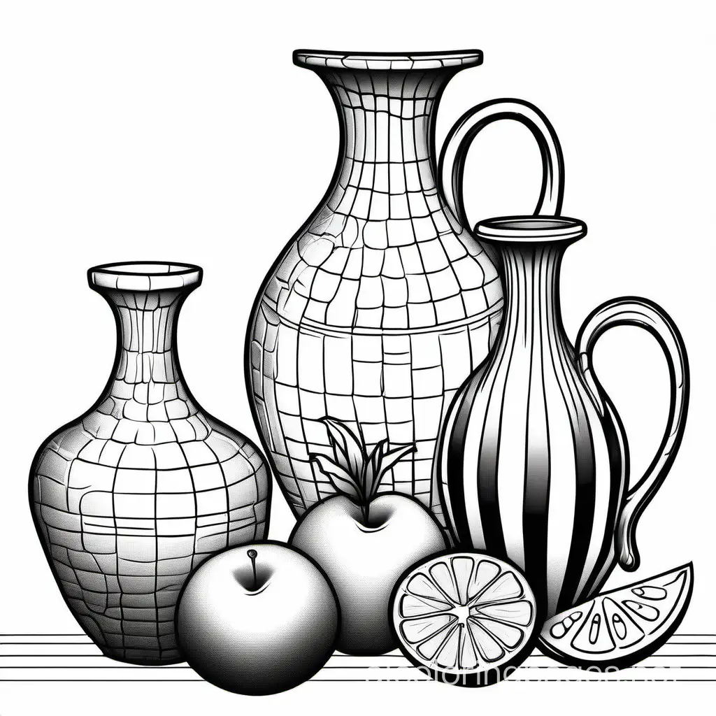 Simple-Black-and-White-Still-Life-Coloring-Page-Tavern-Vases-with-Fruit