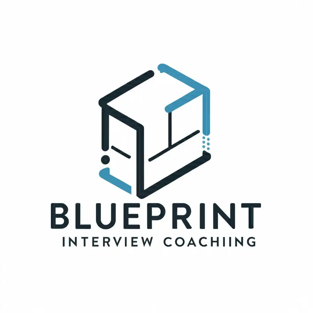 a logo design,with the text "Blueprint Interview Coaching, Map Your Path - Land The Job", main symbol:Icon is two overlapping rectangles with diagonal lines indicating a blueprint. Company name is centered below in primary blue with a light gray shadow.
Icon is a circle with lines radiating out to form a blueprint schematic. Company name is below in a sans serif font, with "Blueprint" in primary blue and "Interview Coaching" in the secondary gray.,Moderate,clear background