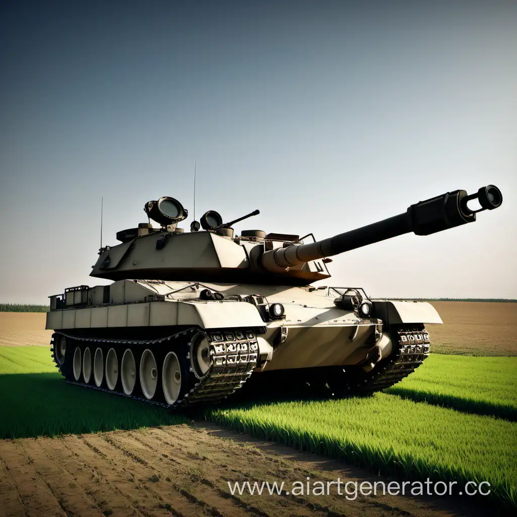 Modern-Tank-Standing-in-Open-Field-Landscape