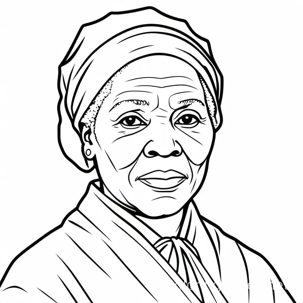 Harriet-Tubman-Coloring-Page-for-Kids-Simplified-Black-and-White-Line-Art