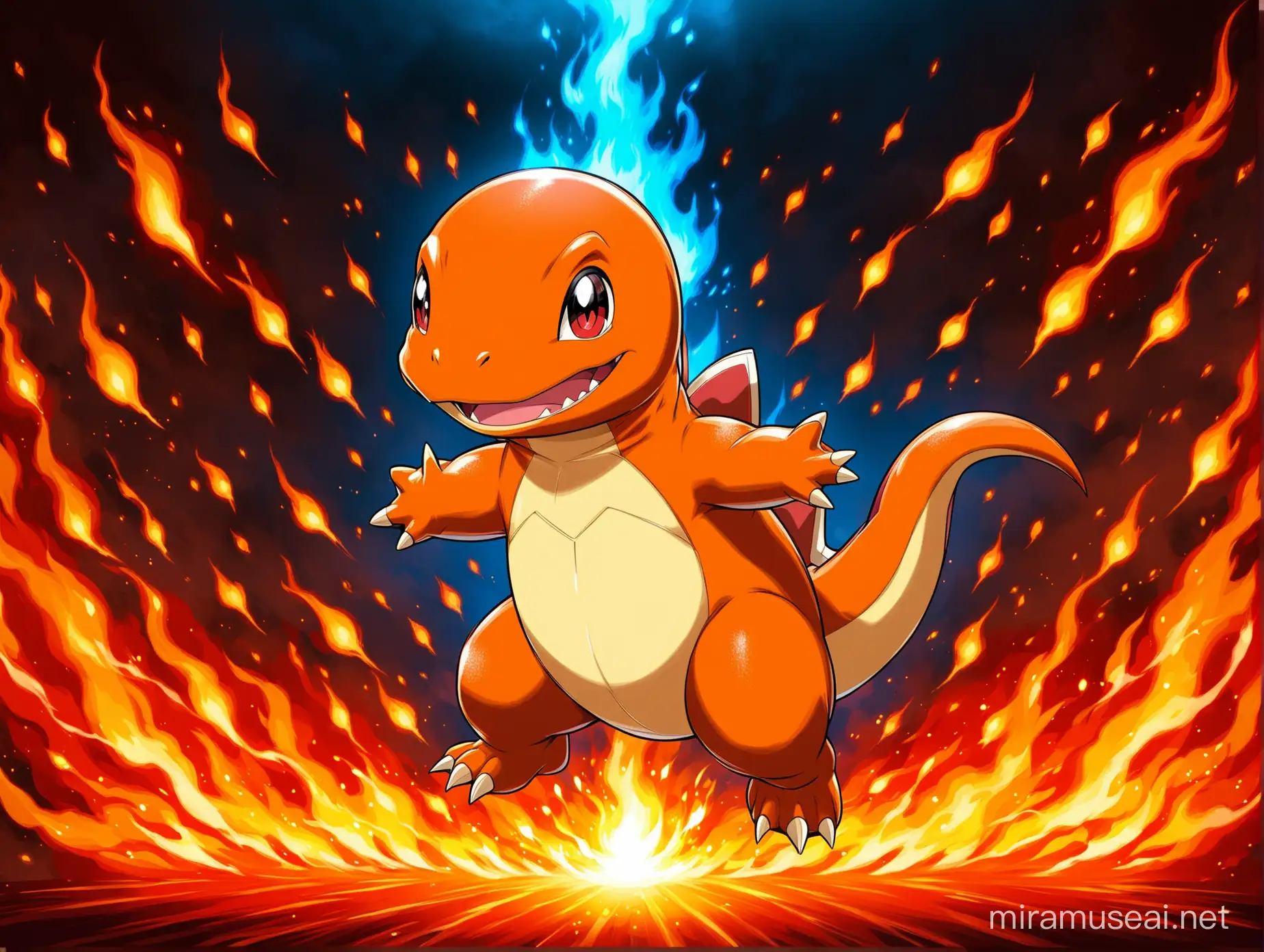 pokeman charmander fiery background