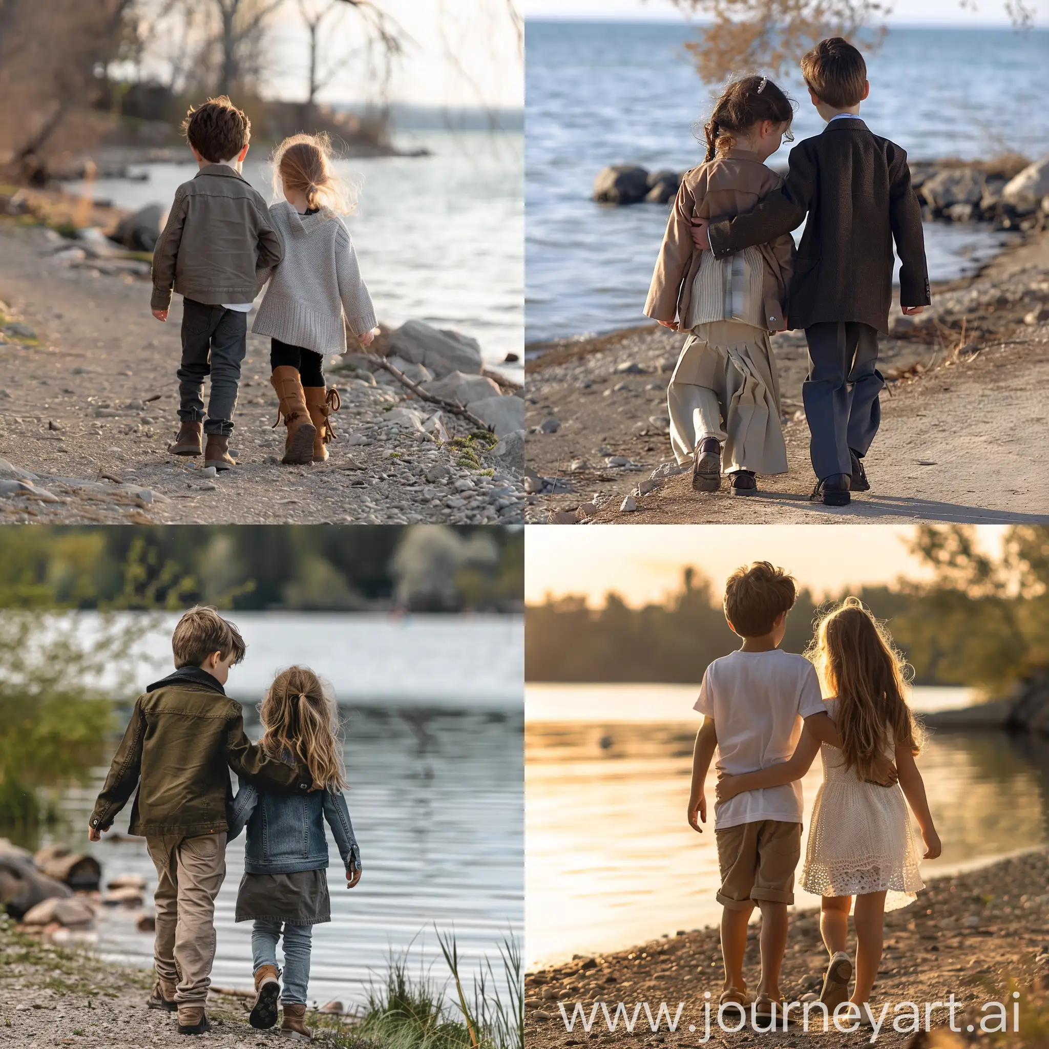 Young-Couple-Walking-Arm-in-Arm-by-the-Lakeshore