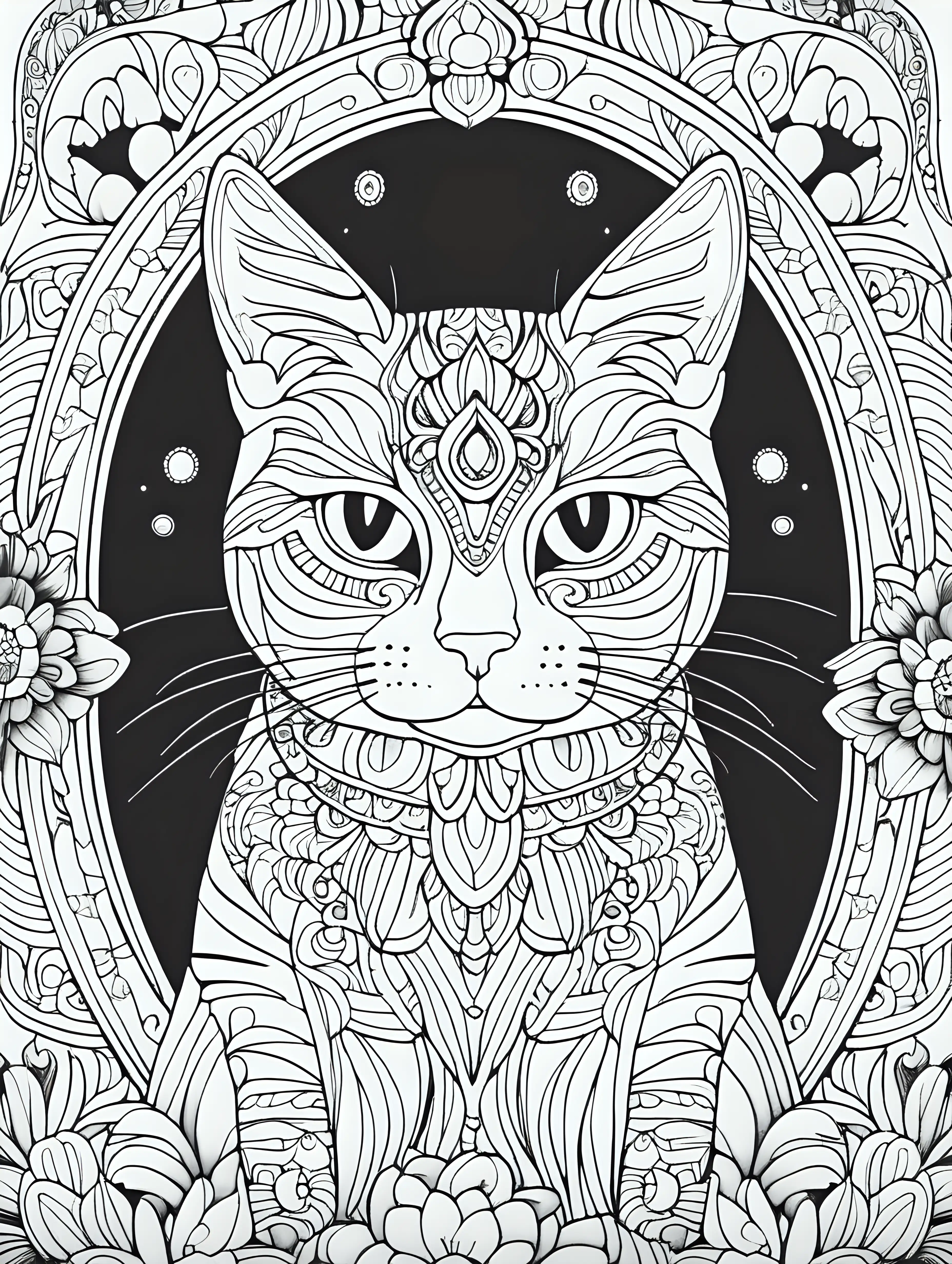 Cat Mandala Coloring Book Intricate Feline Patterns for Relaxation and Creativity