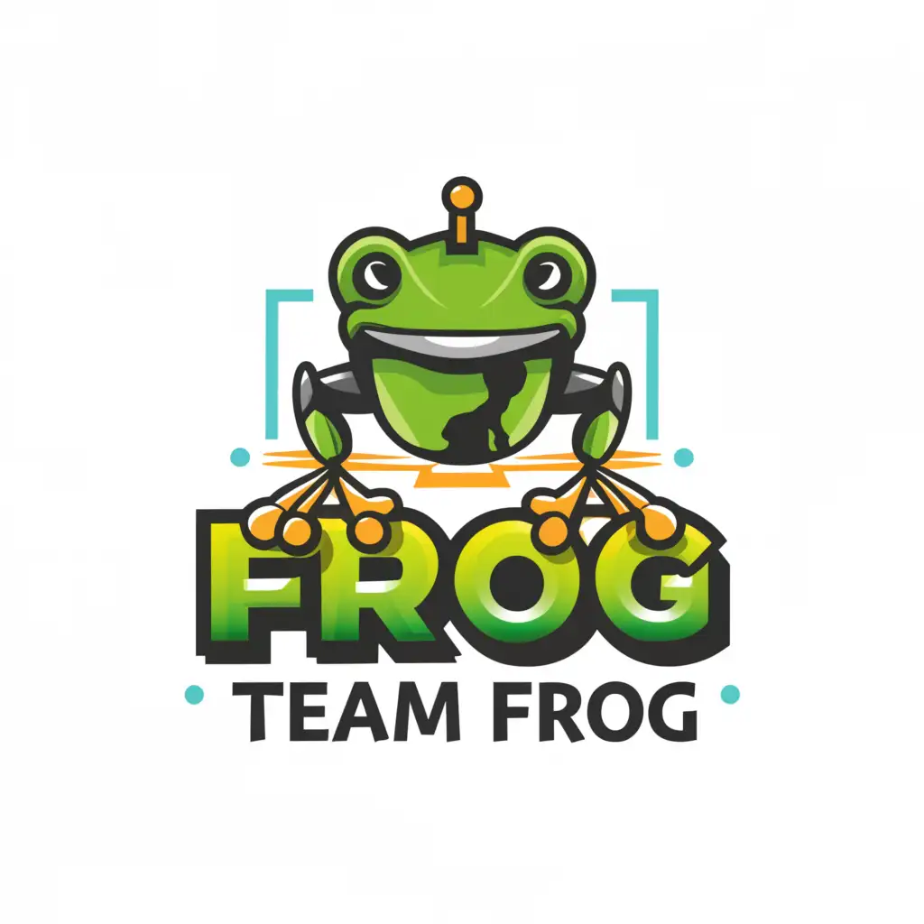 a logo design,with the text 'Team Frog', main symbol:cartoon frog with robotics,Moderate, be used in Technology industry, clear background