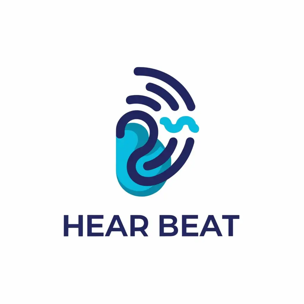 a logo design,with the text "Hear Beat", main symbol:A animated ear with ear phone,complex,be used in Entertainment industry,clear background