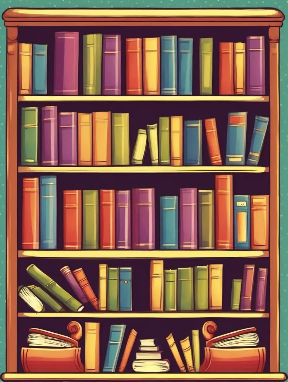 books on the shelves, for children, illustration, storybook, color
