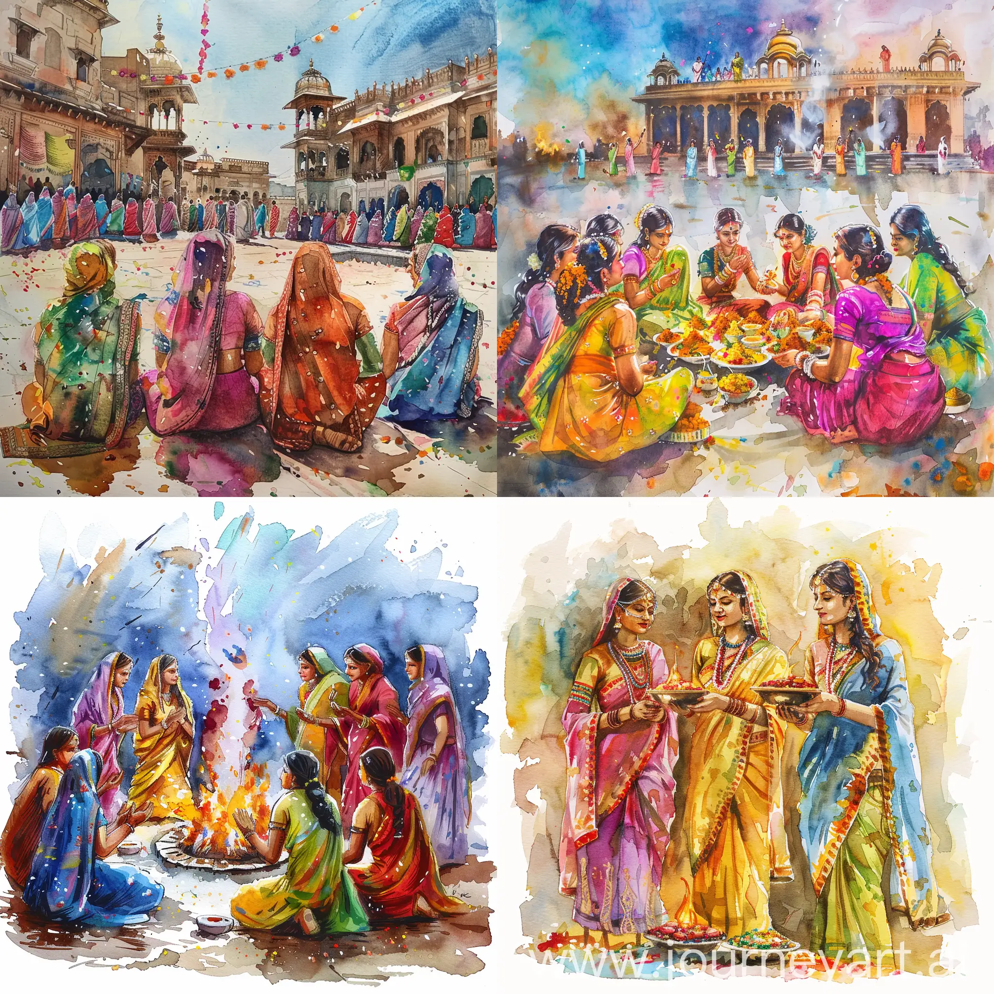 Vibrant-Indian-Festival-Celebration-Watercolor-Painting