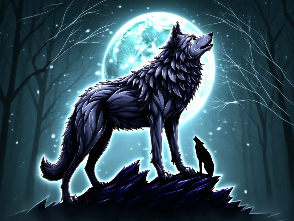 Majestic Wolf in Enchanting Forest Wildlife Art Wallpaper