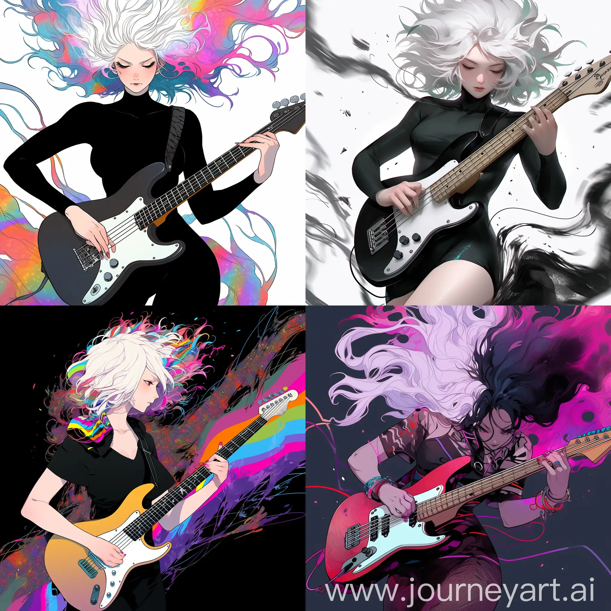 WhiteHaired-Woman-Rocking-Out-in-Black-Bodysuit-with-Electric-Guitar