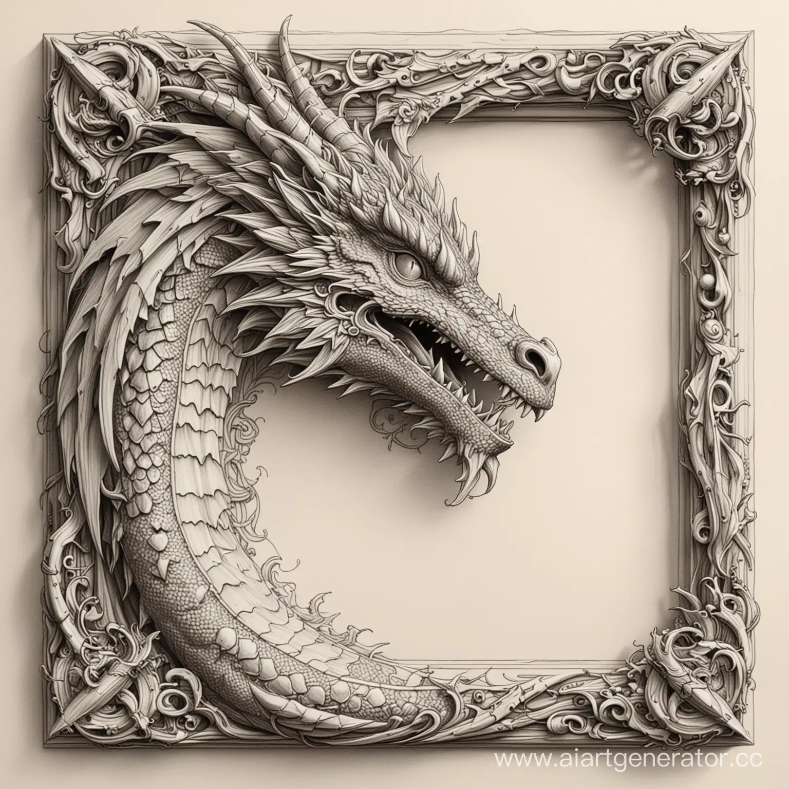 Угловая рамка в виде рисунка дракона