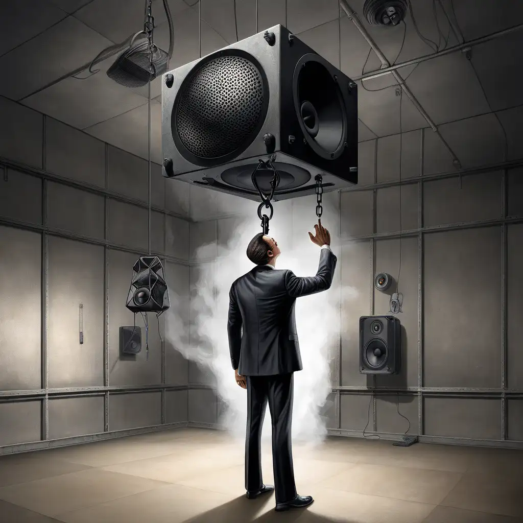 Businessman Trapped in IronWalled Room with Suspended Speaker