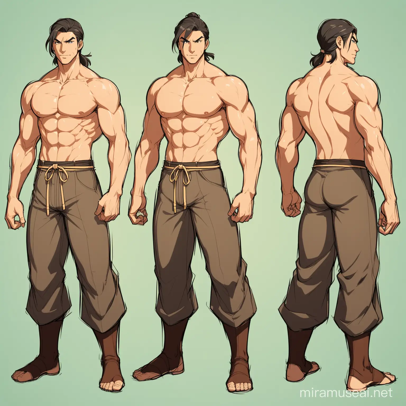 Tall Slightly Muscular Male in Dynamic Poses Legend of Korra Style