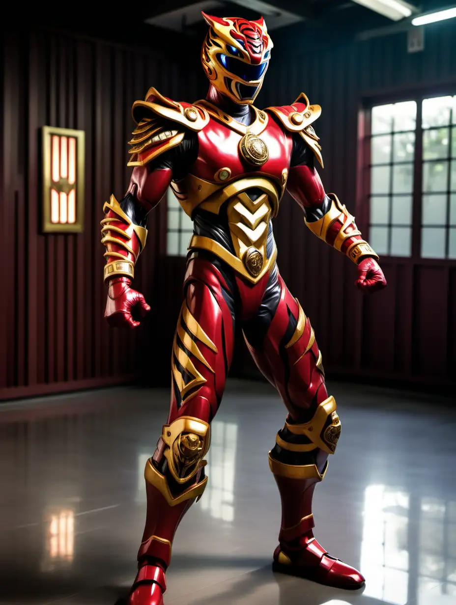 Martial Arts Power Ranger in Cybernetic Armor with Tiger Emblem