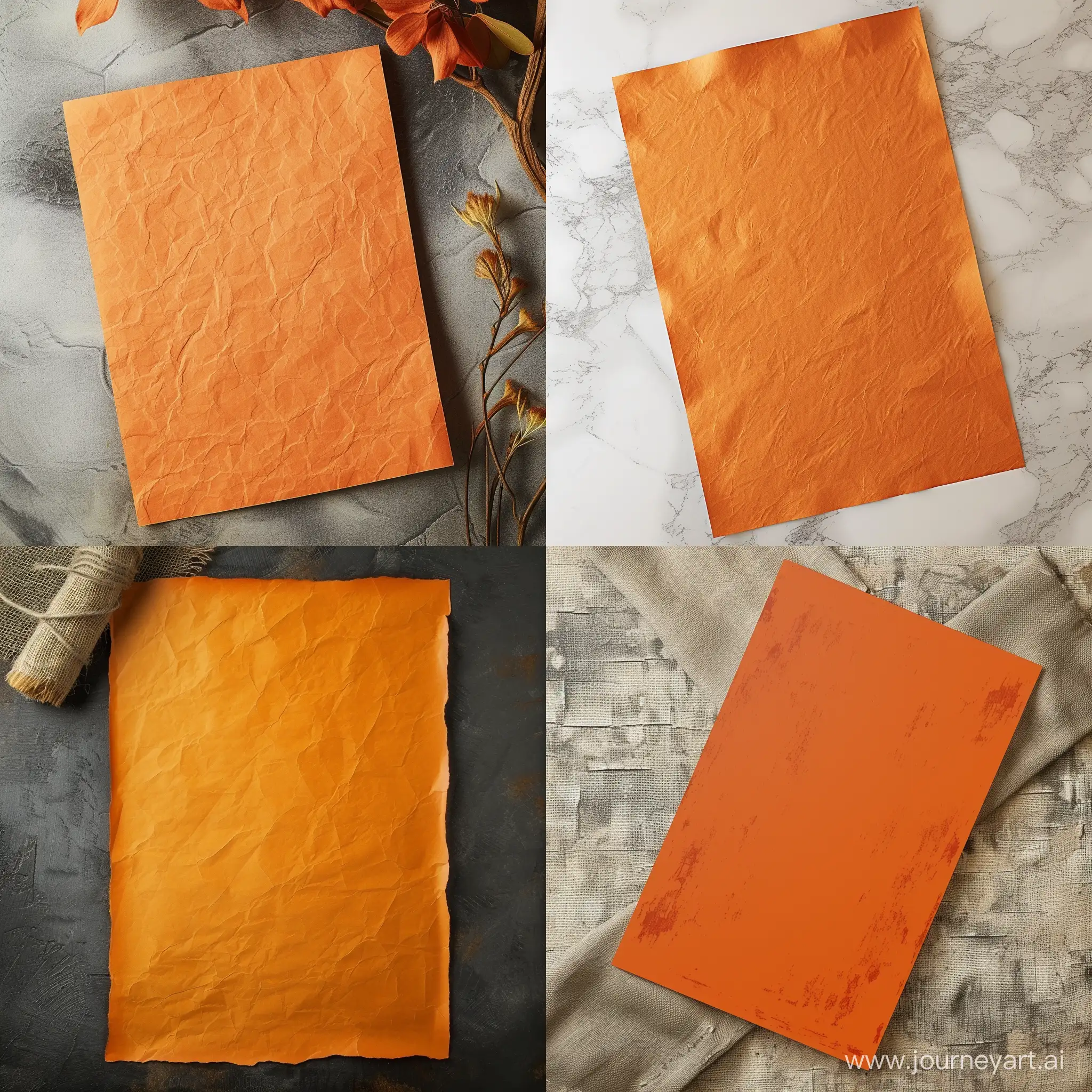 Elegant orange mockup on textured paper