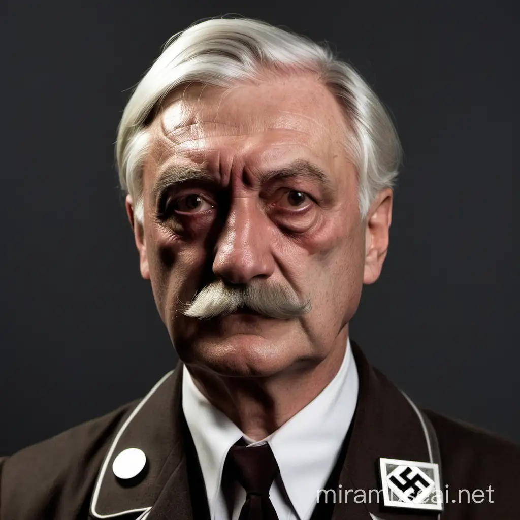 He is a 70-year-old doctor from the Hitler family, with a graying mustache and white hair