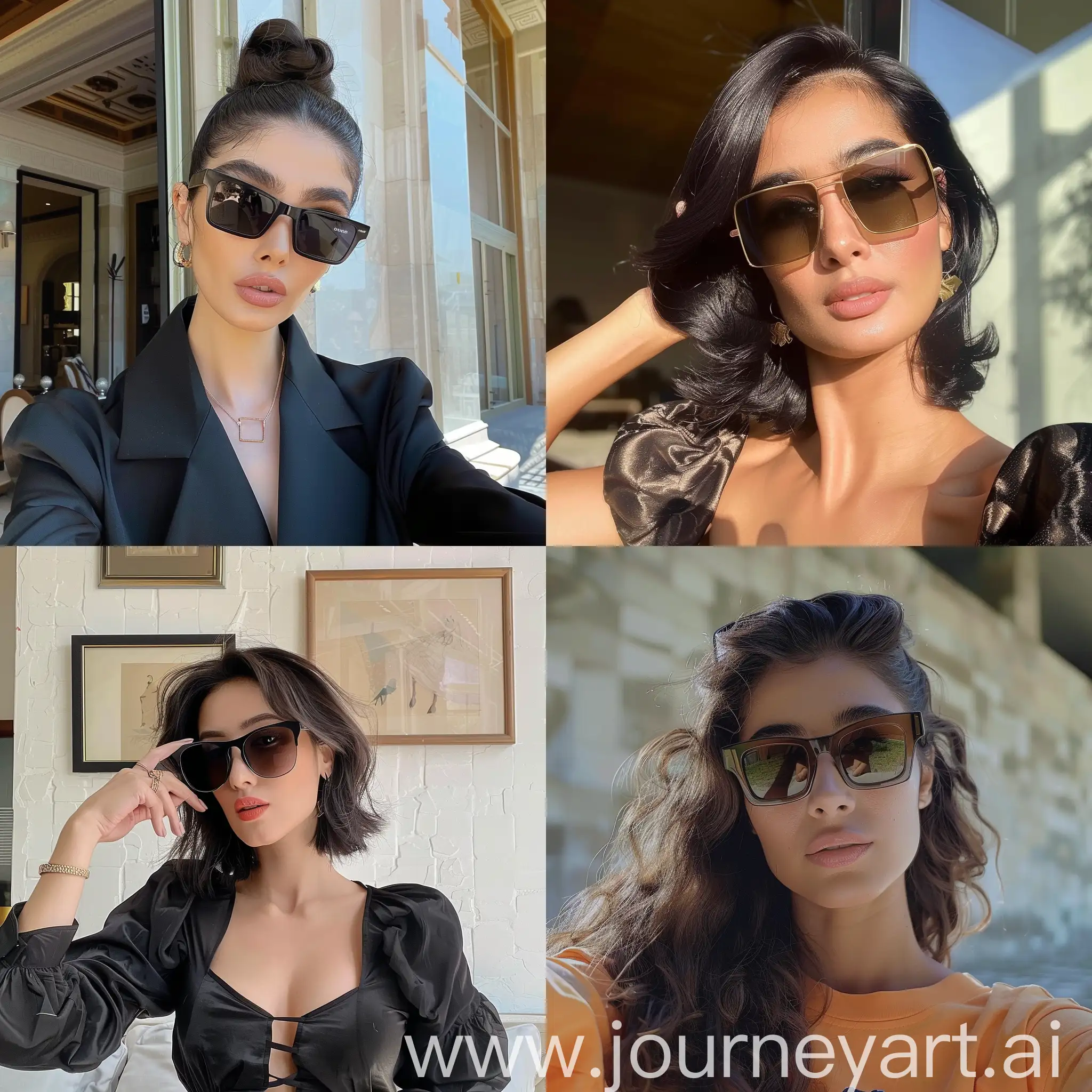 Dela Rostami with sunglass taking a selfie 