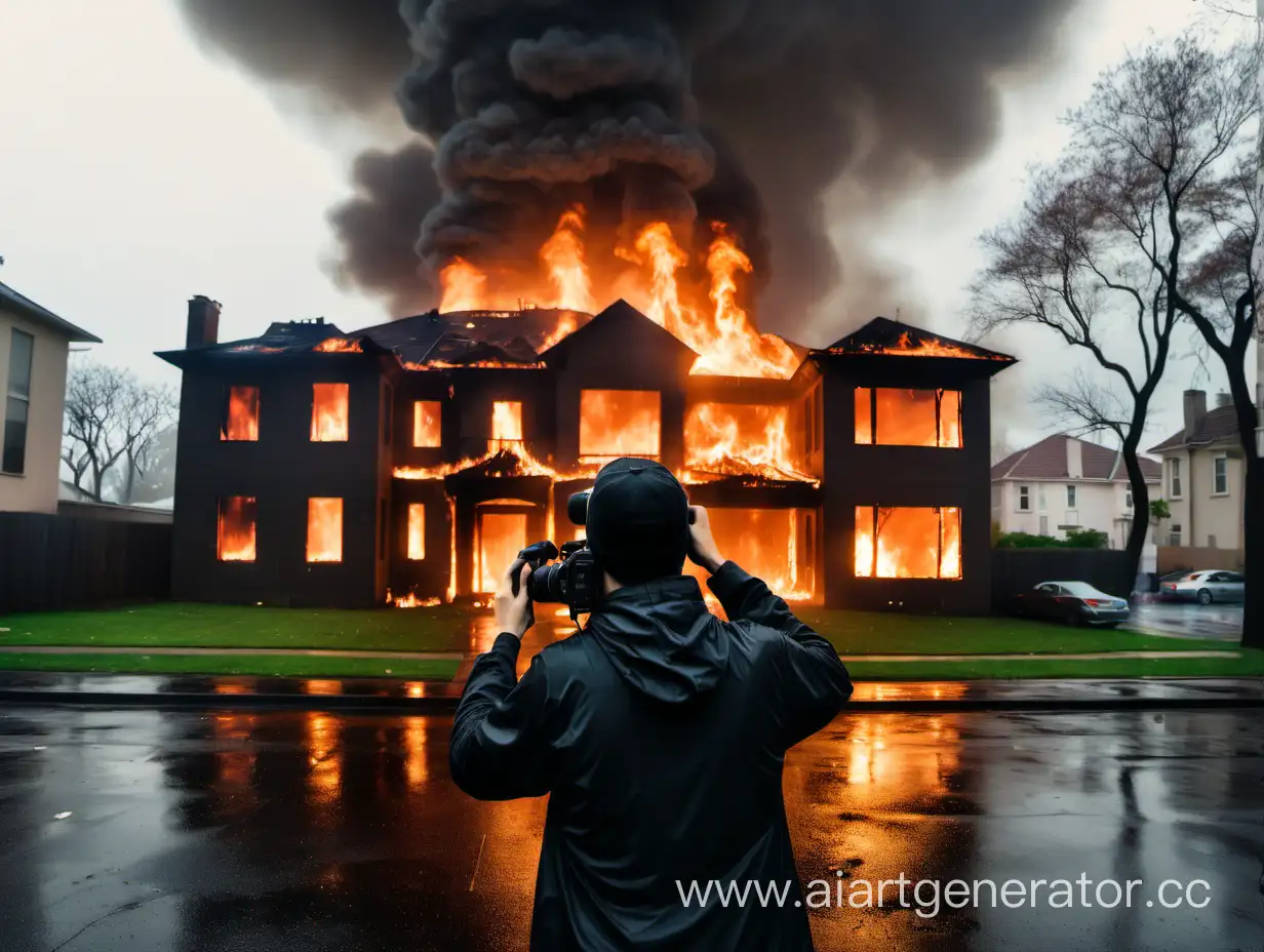 Videographer-Capturing-a-City-Inferno-in-the-Rain