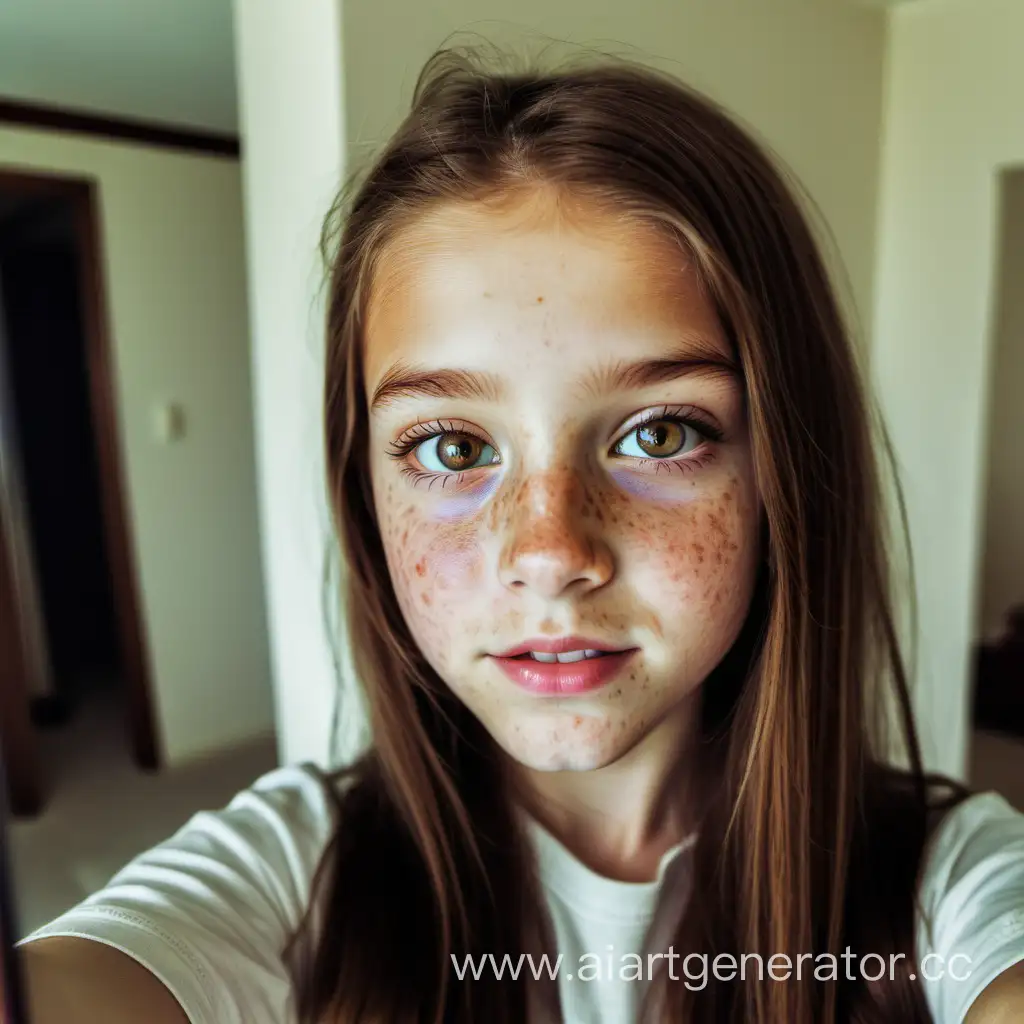 Adorable-Tween-Taking-Mirror-Selfie-with-Freckles-and-Hazel-Eyes