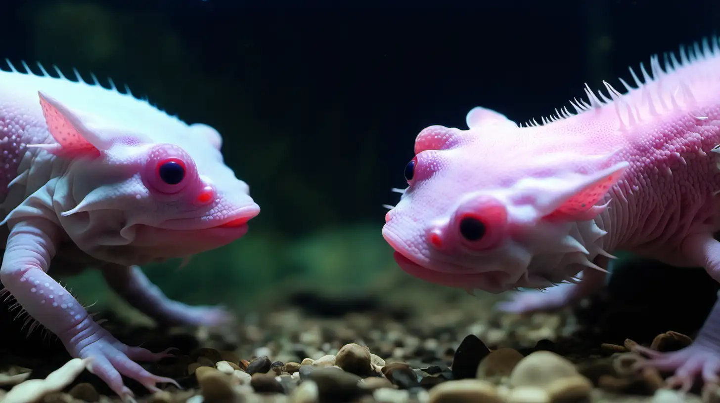 two axolotls looking at each other



 