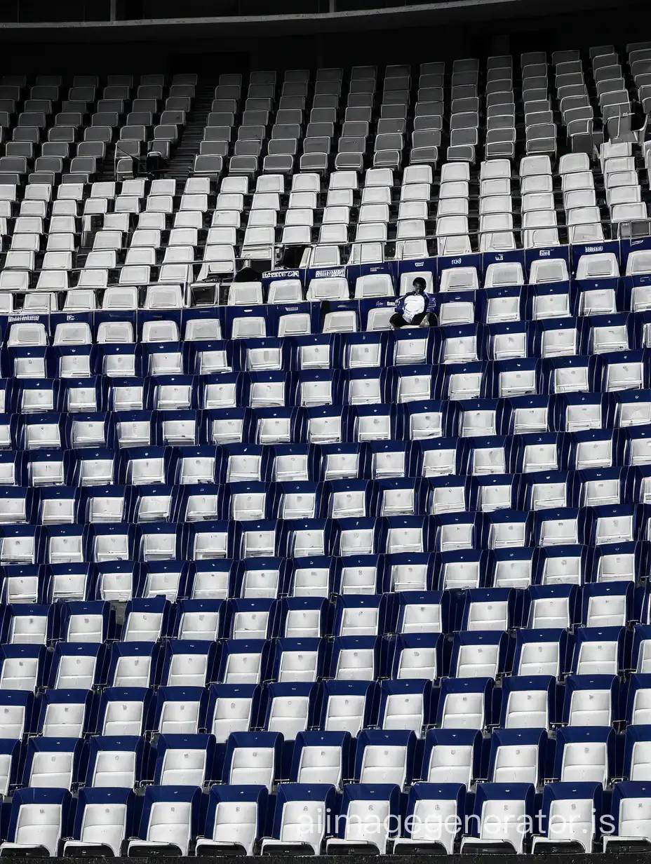 One man sitting around 100 empty seats in stadium